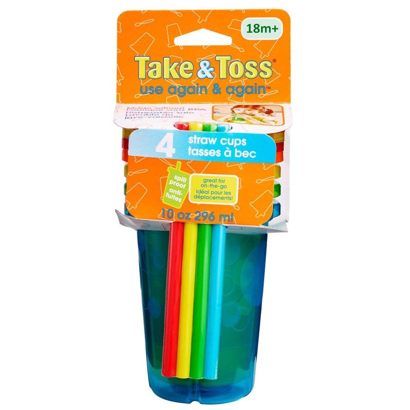 The First Years Take & Toss Straw Cup, Boy, 10 oz, Multicolor, 4 Count - Image 3