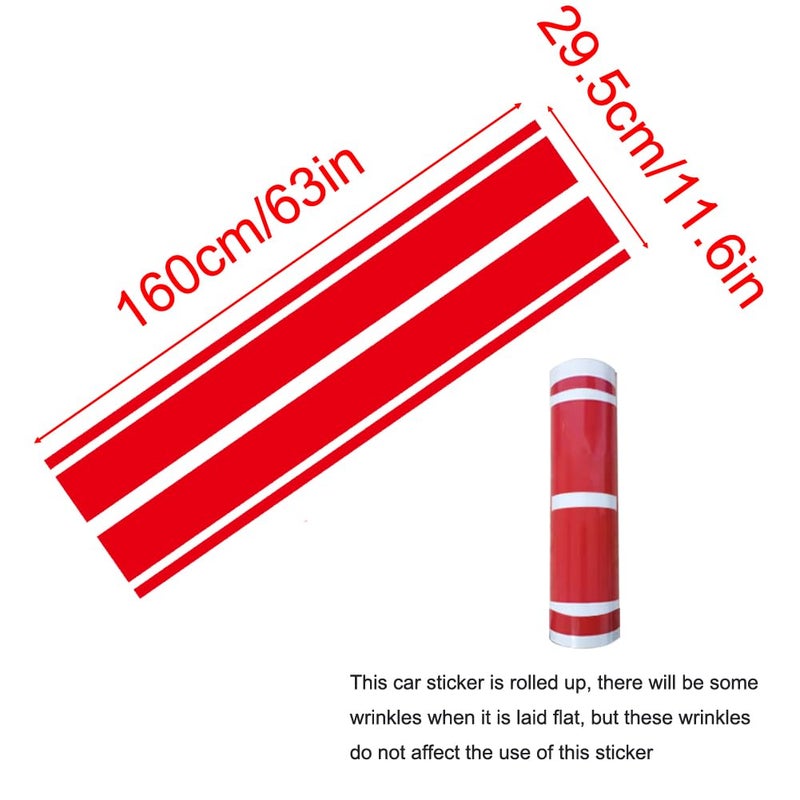 Leasinder Car Hood Stripe Sticker Universal Auto Racing Stripes Body Side Decal Vinyl Stripe Sticker Accessories Modified Decoration for Car Vehicles (Red, 63 * 11'') - Image 4
