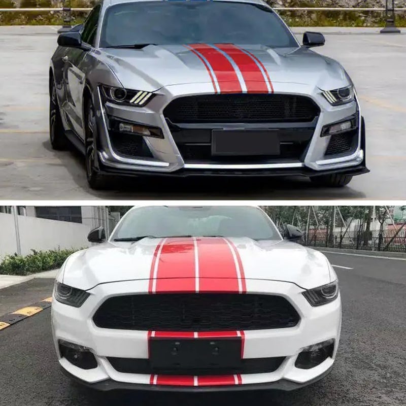 Leasinder Car Hood Stripe Sticker Universal Auto Racing Stripes Body Side Decal Vinyl Stripe Sticker Accessories Modified Decoration for Car Vehicles (Red, 63 * 11'') - Image 3