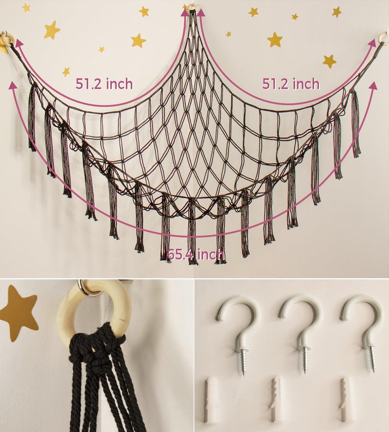 mirolam Stuffed Animal Storage Hammock Net - Toy Hammock Net for Stuffed Animals Corner - Hanging Stuff Animal Organizer Holder Large Organization Boys Room Decor - Image 5