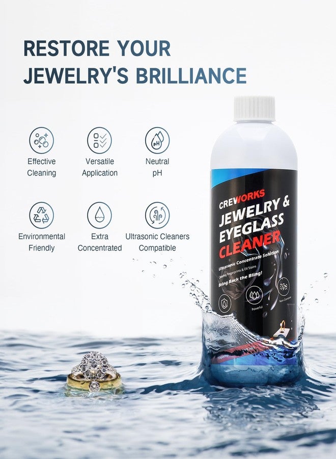 CREWORKS 17 fl oz Jewelry Cleaner Solution, 1:40 Extra Concentrated Jewelry Cleaning Agent for Ultrasonic Cleaners, Cleaning Concentrate Liquid for Gold Diamond Gemstone Glasses Silver Jewelry - Image 3