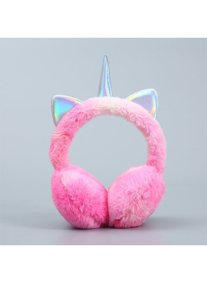 HY Rainbow Unicorn Earmuffs Warm Cute Winter Ear Warmers Portable Soft Plush Ear Muff Comfortable Outdoor Winter Ear Warmers (Pink) - Image 5