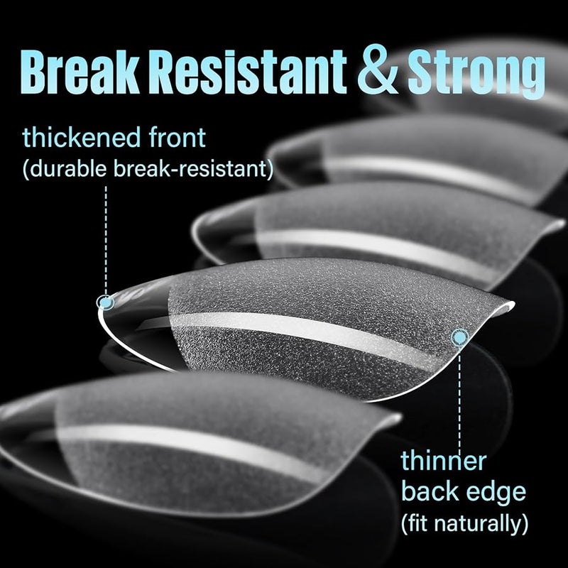 توميكا TOMICCA Short Almond Nail Tips, 240Pcs Half Matte Soft Acrylic Nail Tips, 12 Sizes Acrylic Pre-Shaped Nails, Full Cover False Nails Almond Press on Nails Short Fake Nails for Extension Nail - Image 3