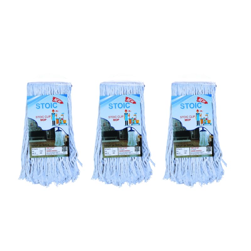 STOIC Cotton Mop Refill for Floor Cleaning Refill Home Office Use Home Office Hotel Hospitals Use 250 Gm (Pack of 3) - Image 1