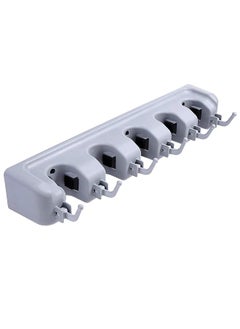 erorex Broom Mop Holder Multipurpose Wall Mounted Organizer Ideal Broom Hanger Solution For Kitchen Warehouse Storage Room 5 Position With 6 Hooks Large  - Image 1