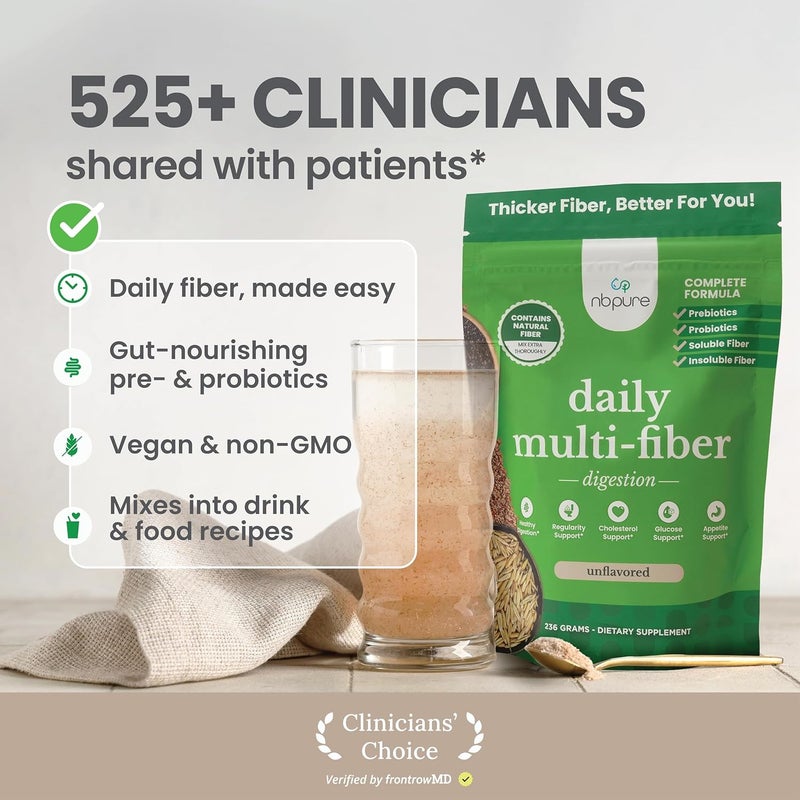 nbpure Daily Fiber Powder Blend for Digestive Health Cholesterol Support Healthy Weight Management  with Prebiotic Insoluble Soluble Fiber  4 Probiotic Strains Savory Mocha Gusset 45 Servings - Image 3