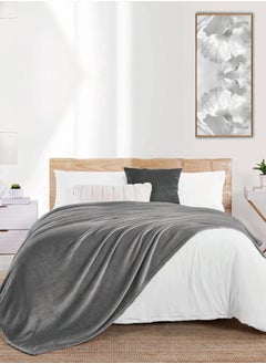 Donetella Fleece Blanket King Size(200 X 240 CM) Super Soft Throw Blanket With 300 GSM Best Lightweight Warm Plush Throws For Bed, Sofa,Couch And Camping,Aluminium  - Image 1