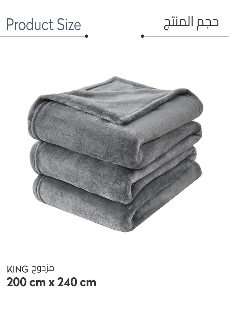 Donetella Fleece Blanket King Size(200 X 240 CM) Super Soft Throw Blanket With 300 GSM Best Lightweight Warm Plush Throws For Bed, Sofa,Couch And Camping,Aluminium  - Image 3