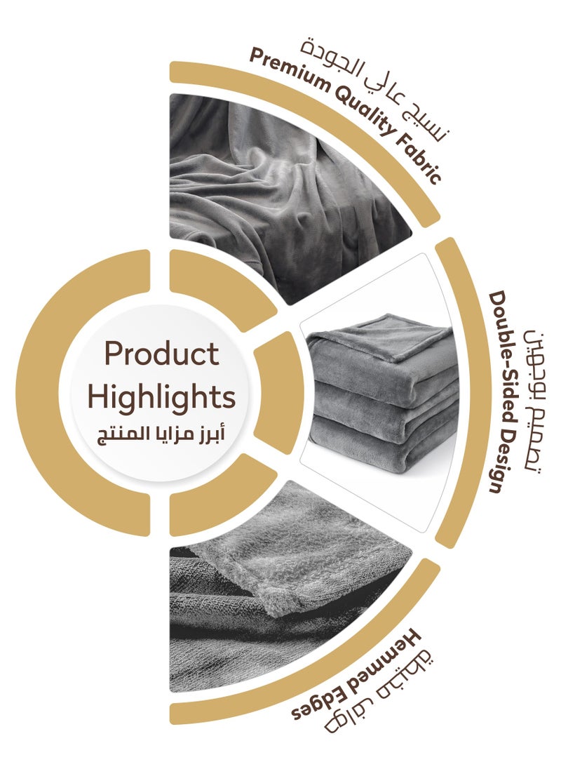 Donetella Fleece Blanket King Size(200 X 240 CM) Super Soft Throw Blanket With 300 GSM Best Lightweight Warm Plush Throws For Bed, Sofa,Couch And Camping,Aluminium  - Image 4