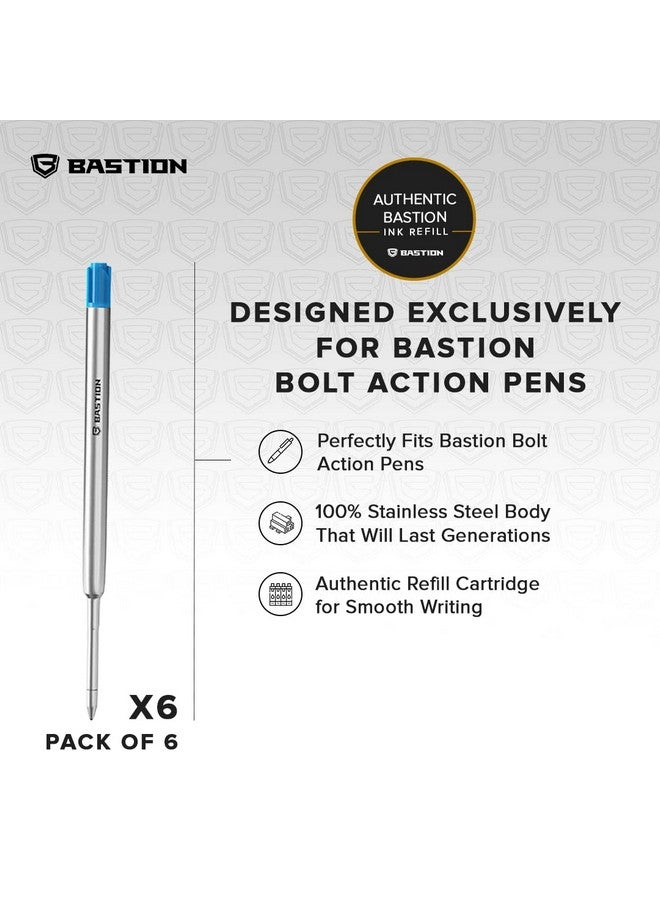 باستيون ® عبوة إعادة تعبئة أقلام فاخرة، حبر ذو صبغة عميقة لجميع أقلام Bastion Bolt Action الفاخرة، عبوة إعادة تعبئة حبر قياسية بطرف رفيع 0.55 مم - جل أزرق، 6 قطع - Image 3