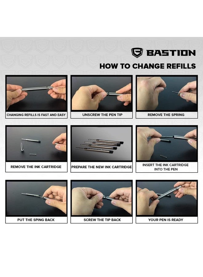 باستيون ® عبوة إعادة تعبئة أقلام فاخرة، حبر ذو صبغة عميقة لجميع أقلام Bastion Bolt Action الفاخرة، عبوة إعادة تعبئة حبر قياسية بطرف رفيع 0.55 مم - جل أزرق، 6 قطع - Image 5