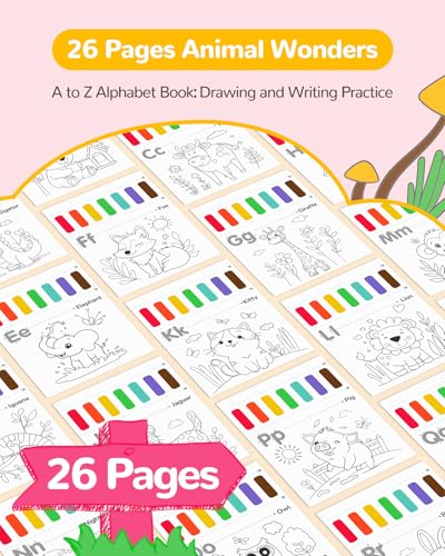 TECJOE Paint with Water Coloring Books for Toddlers, A to Z 26 Pages Animal Watercolor Paint Set with 3 Brushes, Mess Free Painting Activity for Kids Ages 4 5 6 7 8, Christmas Gifts Arts & Crafts Toy - Image 2