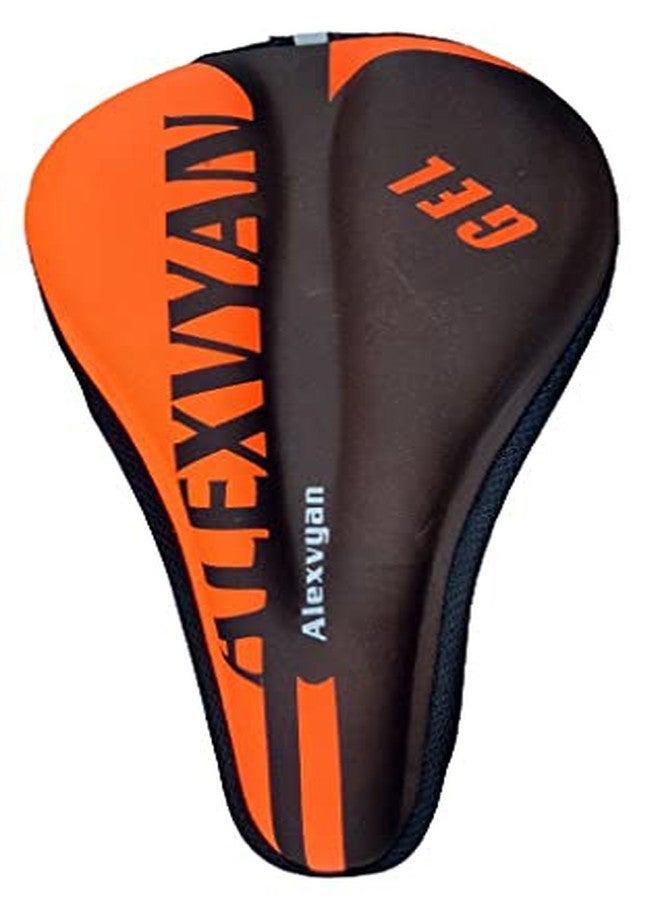 Alexvyan Advanced Gel Bicycle Saddle Seat Cushion Cover for Indoor Outdoor Cycling, Exercise Cycle - Soft and Washable, 100% Gel Material,(Orange) - Image 3