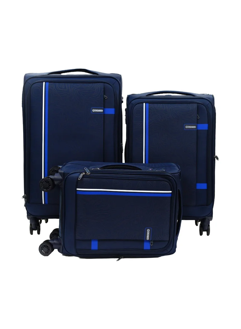 GIORDANO GIORDANO Jodo Series Luggage Set Navy Blue, 3 Piece Soft Nylon Lightweight Durable Expandable 4 Wheels Suitcase Trolley Bag With Secure TSA Combination Lock.(20/24/28 INCH)