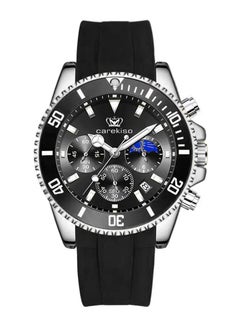 Men's Quartz Black Silicone Band Black Dial Watch 41mm