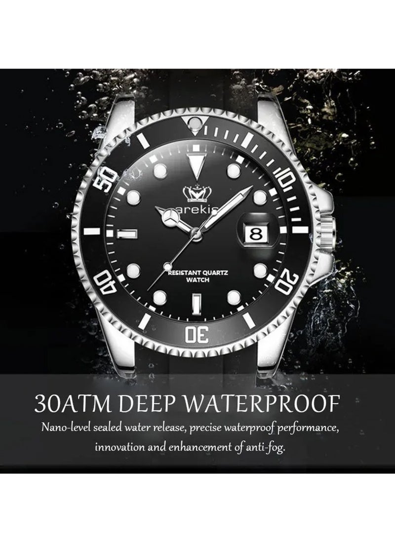 carekiso - Men's Quartz Black Silicone Band Black Dial Watch 41mm - Image 1
