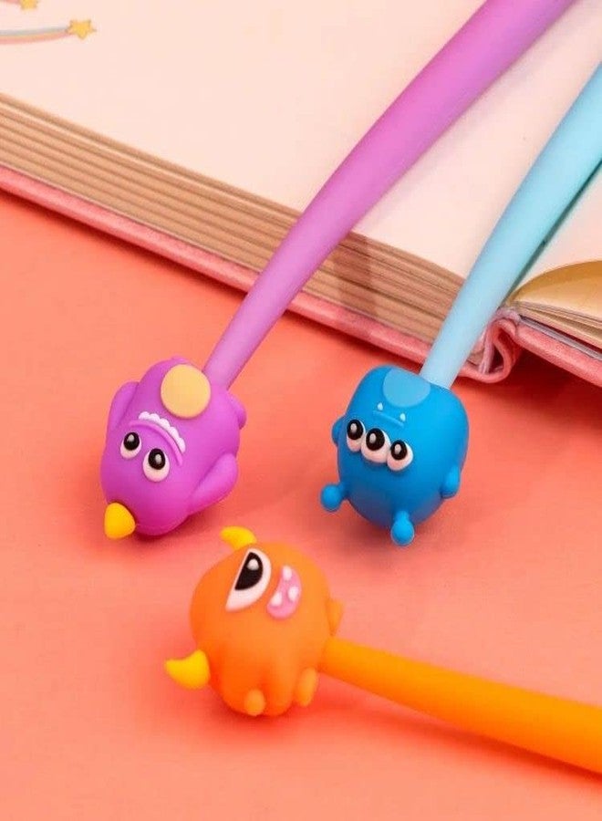 Radhya Accessories 2 pcs Monster Floppy Pens for Kids Gel Pens Set for School & Office Flexible Cartoon Pen for Office, Dancing Pens, Kawaii Stationery Birthday Return Gift - Image 2