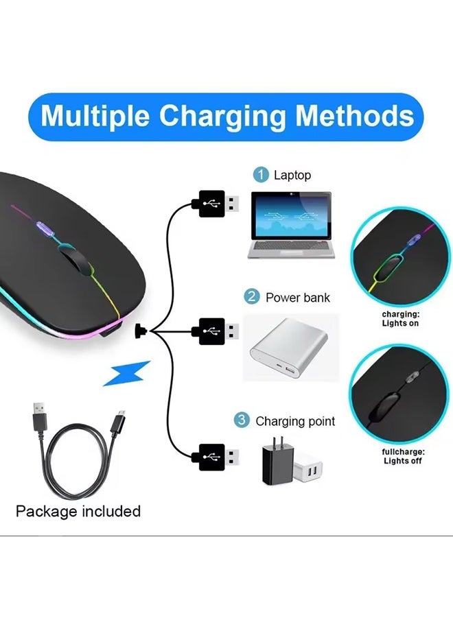 Wireless Mouse Rechargeable Silent RGB LED Backlit Gaming Mouse for Computer Laptop Tablet PC Office Home Use  - Image 4