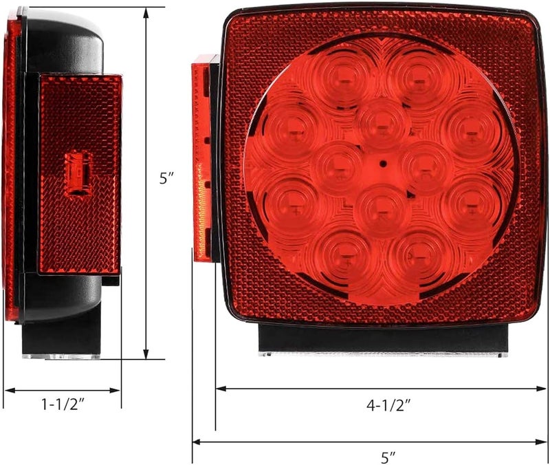 MAXXHAUL أضواء المقطورة اليمنى واليسرى الق��بلة للغمر 50343 12V LED للمقطورات التي يقل عرضها عن 80 بوصة - Image 2