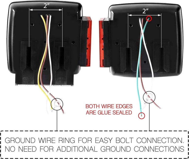 MAXXHAUL أضواء المقطورة اليمنى واليسرى الق��بلة للغمر 50343 12V LED للمقطورات التي يقل عرضها عن 80 بوصة - Image 3