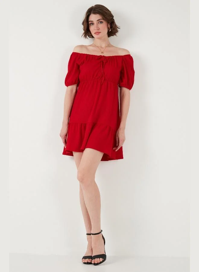 Lela  Lela Front Gathered Balloon Sleeve Mini Dress Women's Dress 5869005 for Women | Best Price UAE