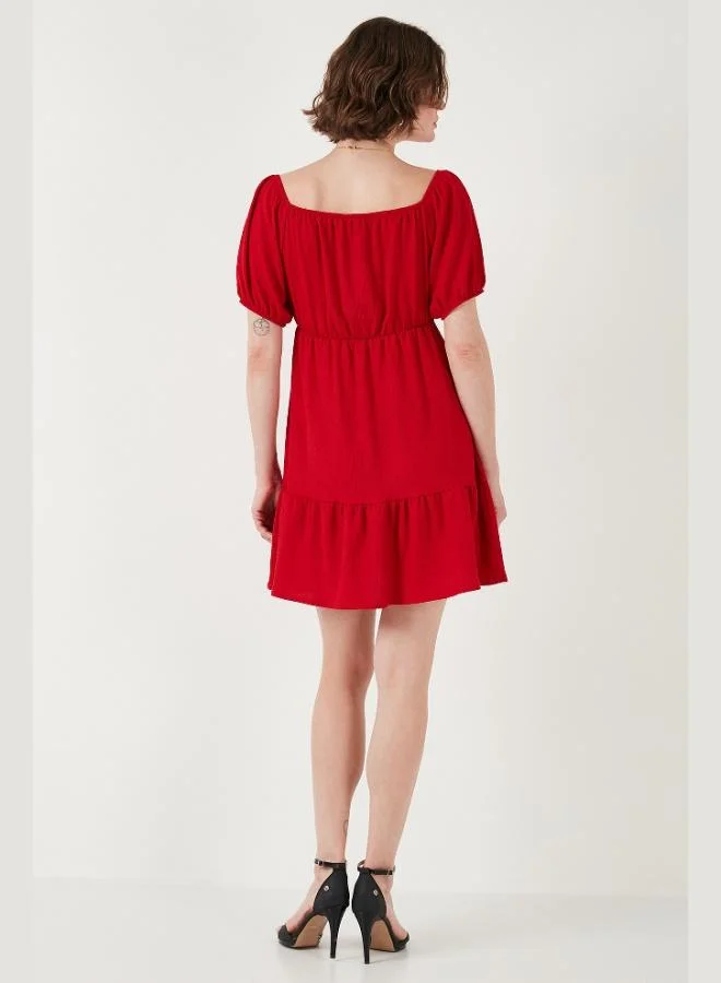 Lela  Lela Front Gathered Balloon Sleeve Mini Dress Women's Dress 5869005 for Women | Best Price UAE