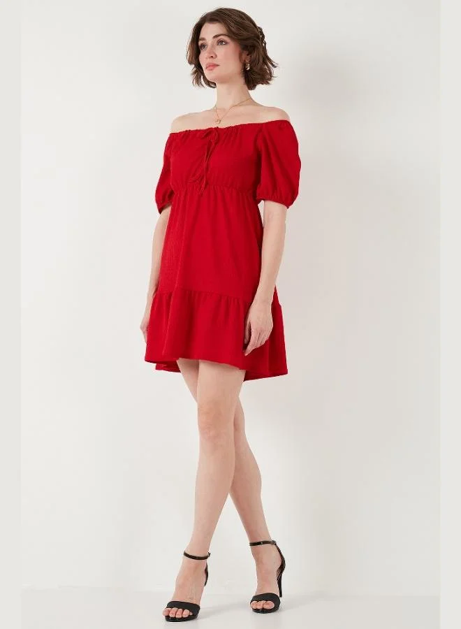 Lela  Lela Front Gathered Balloon Sleeve Mini Dress Women's Dress 5869005 for Women | Best Price UAE