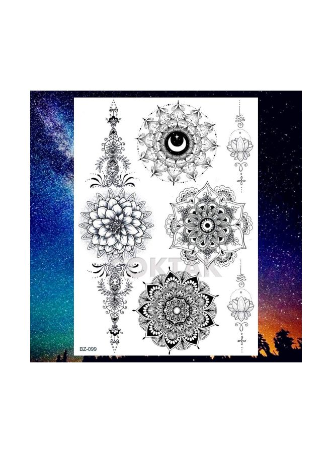 COKTAK 6 Pieces/Lot Unique Black Henna Temporary Tattoo Stickers For Adults Women Girls Feather Mandala Flower Body Art Large Big Arm Tattoos Sheet Lace Indian Mehndi Sexy Wedding Tatoos OWL - Image 2
