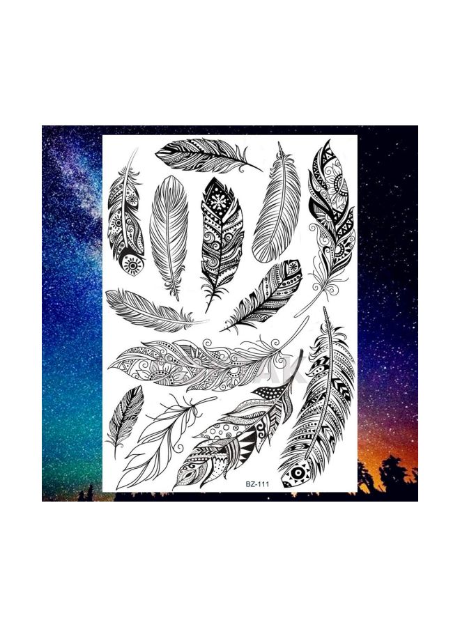 COKTAK 6 Pieces/Lot Unique Black Henna Temporary Tattoo Stickers For Adults Women Girls Feather Mandala Flower Body Art Large Big Arm Tattoos Sheet Lace Indian Mehndi Sexy Wedding Tatoos OWL - Image 4