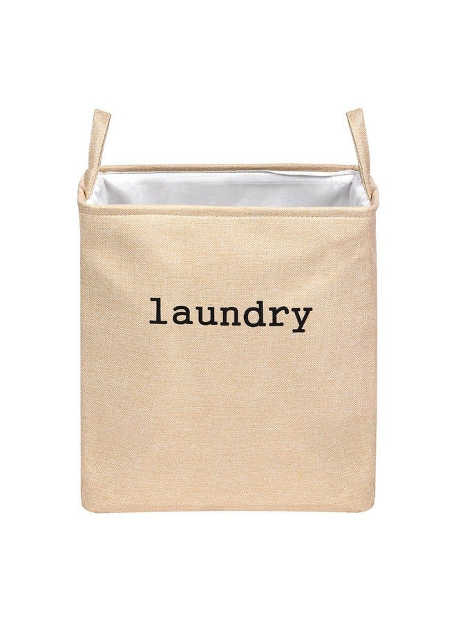 Kuber Industries Laundry Basket | Square Foldable Laundry Basket | Jute Storage Bag with Handles | Clothes Basket for Home | Toy Storage Basket | 40 LTR | Golden - Image 1