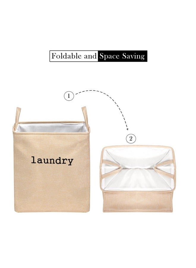 Kuber Industries Laundry Basket | Square Foldable Laundry Basket | Jute Storage Bag with Handles | Clothes Basket for Home | Toy Storage Basket | 40 LTR | Golden - Image 5