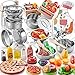 Shimirth Play Kitchen Accessories Large Stainless Steel Toddler Cooking Set Kids Kitchen Playset with Cutting Play Food Condiments Chef Apron Hat Service Bell Toy Food with 2 Baskets Boys Girls Gifts - Image 2