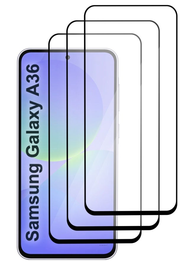 DUSALA 3Packs Samsung Galaxy A36 Screen Protector – Full Coverage 9H Tempered Glass | HD Clarity | Anti-Fingerprint | Edge-to-Edge Fit - Image 1