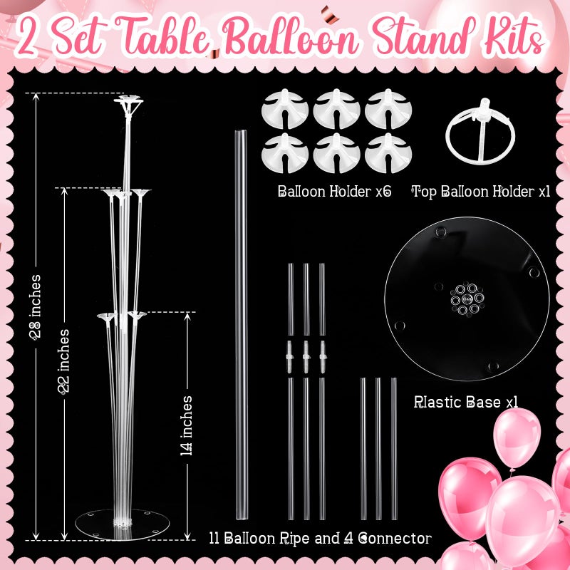 Kasyat 2 Sets Pink Bow Birthday Party Decorations Bow Balloon Centerpieces for Tables Coquette Birthday Pink and White Balloon Stand Kit for Bridal Princess Party Decorations - Image 3