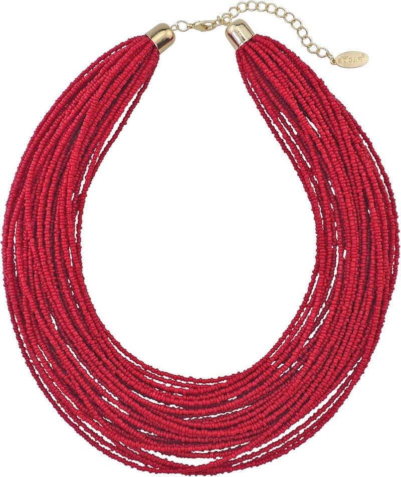 Bocar Multi Layer Chunky Bib Statement Seed Beads Cluster Collar Necklace for Women Gift (NK-10351) - Image 1