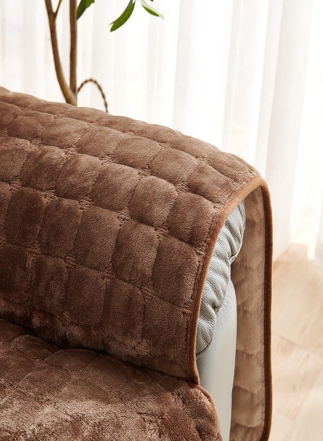 vctops أغطية كراسي استرخاء مبطنة من vctops، مصنوعة من المخمل الناعم غير القابل للانزلاق، قابلة للغسل، لحماية الأثاث من الكلاب والحيوانات الأليفة والأطفال (لون قهوة، 22 × 75 بوصة). - Image 5