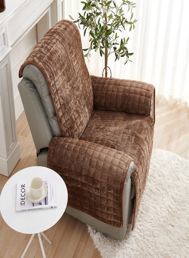 vctops أغطية كراسي استرخاء مبطنة من vctops، مصنوعة من المخمل الناعم غير القابل للانزلاق، قابلة للغسل، لحماية الأثاث من الكلاب والحيوانات الأليفة والأطفال (لون قهوة، 22 × 75 بوصة). - Image 3