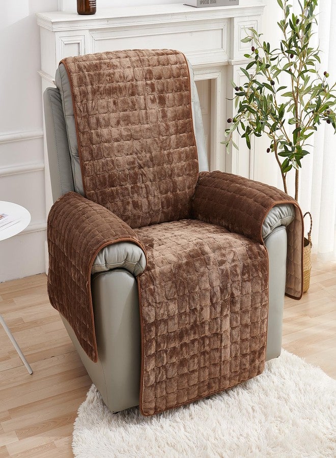 vctops أغطية كراسي استرخاء مبطنة من vctops، مصنوعة من المخمل الناعم غير القابل للانزلاق، قابلة للغسل، لحماية الأثاث من الكلاب والحيوانات الأليفة والأطفال (لون قهوة، 22 × 75 بوصة). - Image 2