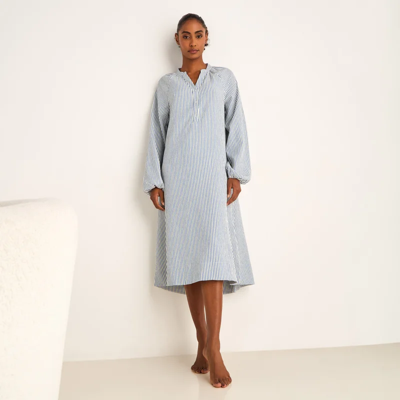 Splash FAV  Striped Midi Dress with Long Sleeves for Women | Best Price UAE