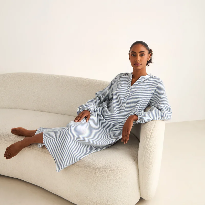 Striped Midi Dress with Long Sleeves