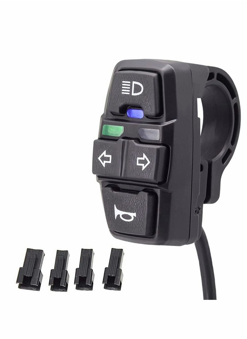 Captaintech 3,in,1 Motorcycle Headlight Control Switch, Waterproof Light Horn and Turn Signal Switch for 48V Electric Bikes, Fits 7/8 Handlebar  - Image 1