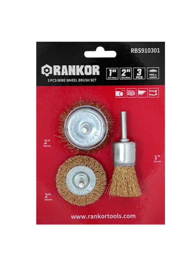 Rankor 3 Pcs Wire Wheel Cup Brush Set,  Stripping and Abrasive Drill Attachment Perfect for Removal of Rust, Corrosion, Paint, - Image 2