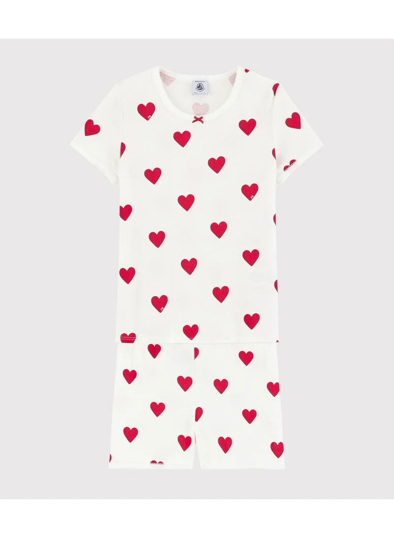 بيتي باتو بيجامة قطنية قصيرة بنقشة قلب للبنات