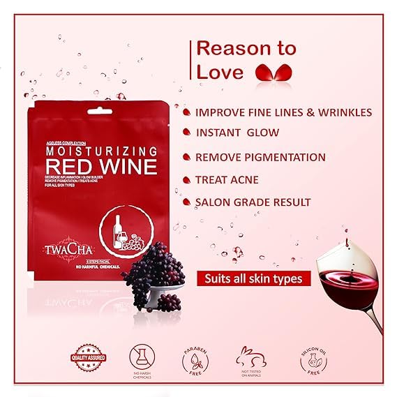 Generic RED WINE MOISTURISING FACIAL KIT FOR INSTANT GLOW AND REMOVE DARK SPOTS SUITABLE FOR ALL SKIN TYPES SINGLE USE 53 GM  - Image 3