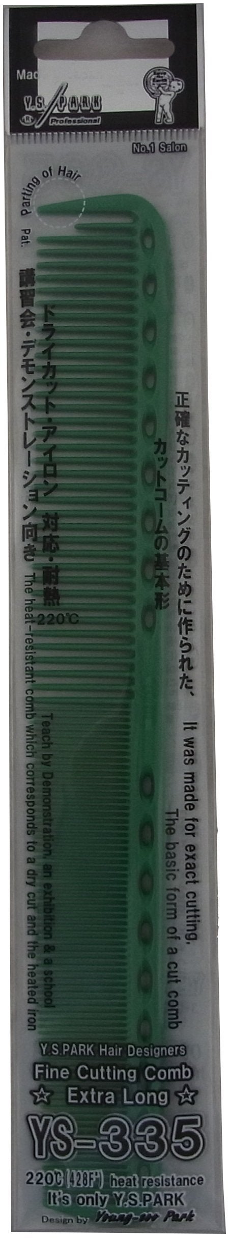 YS Park 335 Fine Cutting Comb (Extra Long) - Green