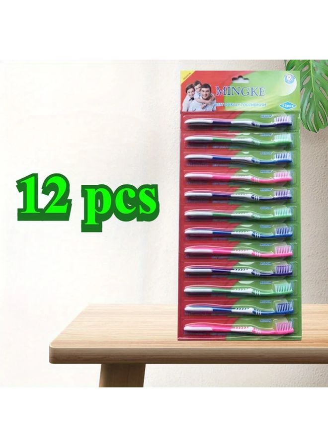 حزمة من 12 فرشاة أسنان يدوية ذات شعيرات متوسطة الصلابة و 12 فرشاة ذات شعيرات ناعمة للتنظيف العميق - Image 1