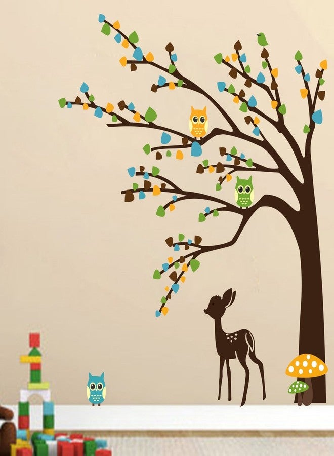 Walltech Combo Pack of Wall Stickers Brown Tree Cute Animals (Covering Area 92 x 81 cms) with Folk Band (Set of -5) Switch Board Sticker - Image 2