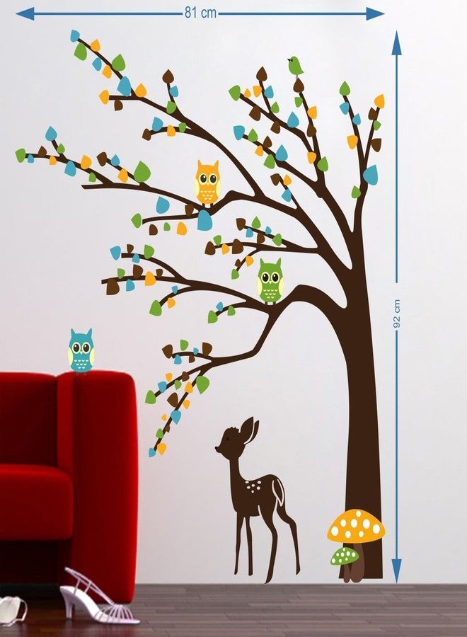 Walltech Combo Pack of Wall Stickers Brown Tree Cute Animals (Covering Area 92 x 81 cms) with Folk Band (Set of -5) Switch Board Sticker - Image 3