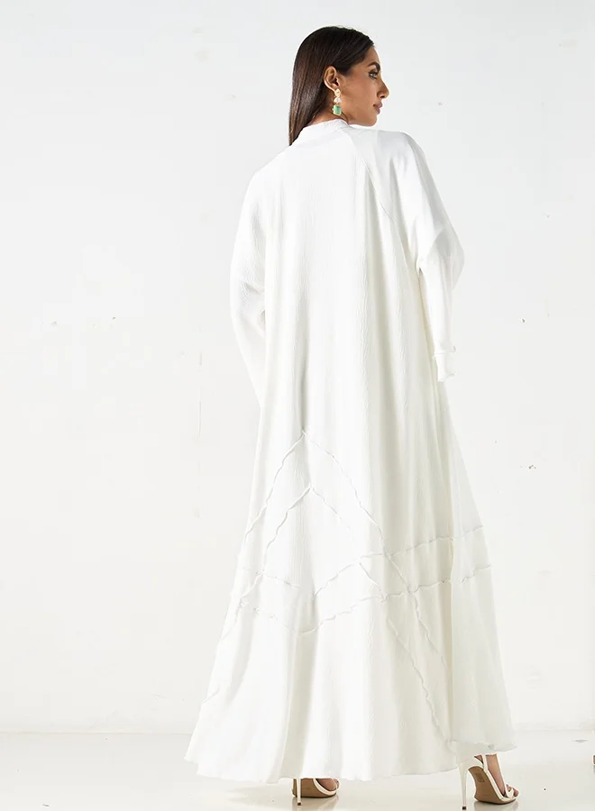 JAMEELA Ivory Abaya with Flared bell sleeve