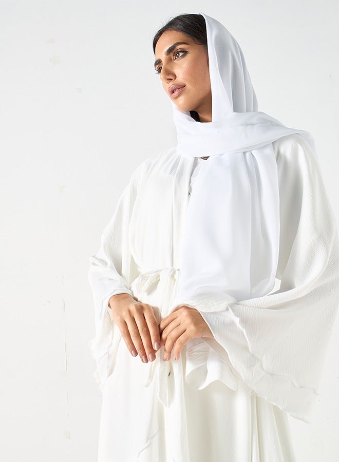 JAMEELA Ivory Abaya with Flared bell sleeve - Image 3